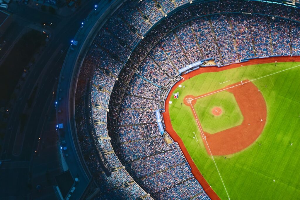 aerial photography of baseball stadium